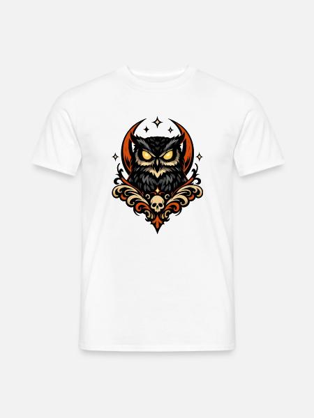 NachtEule Totenkopf Ornament - Männer T-Shirt - Weiß