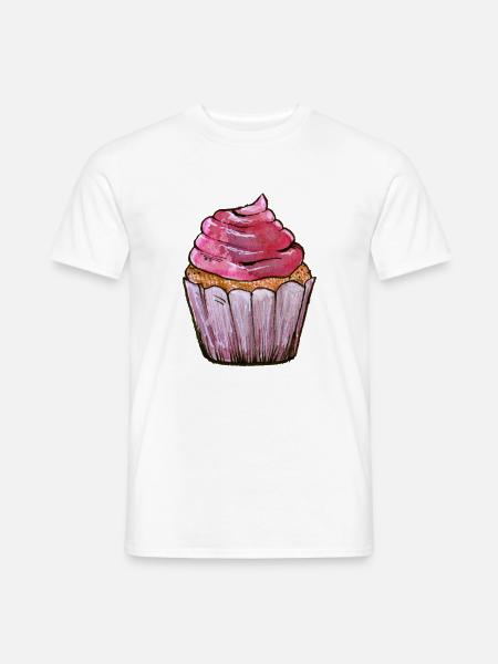 Pink Frost Cupcake Aquarell - Männer T-Shirt - Weiß
