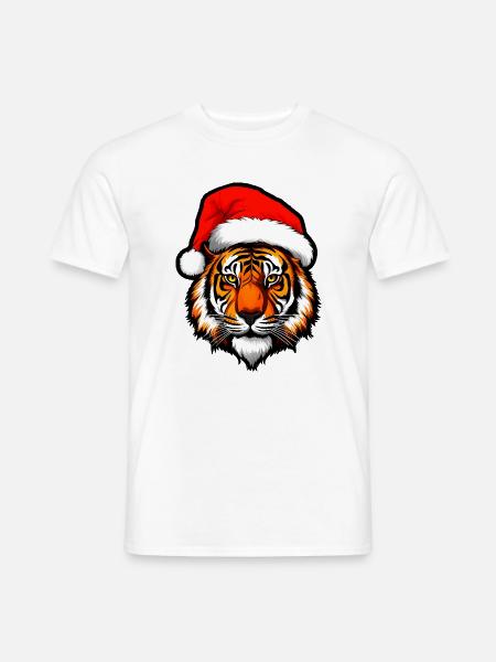 Weihnachten Tiger - Männer T-Shirt - Weiß