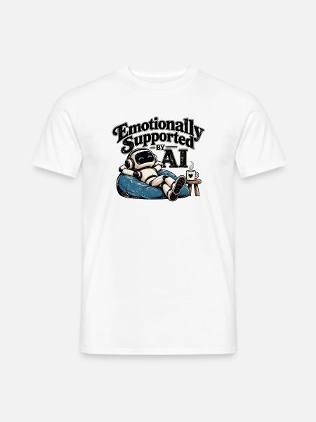 Emotionally Supported by AI – Funny Robot - Männer T-Shirt - Weiß