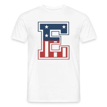 Lettre E États-Unis - T-shirt homme - blanc - Devant - AI Model Male 178 dark (178cm)