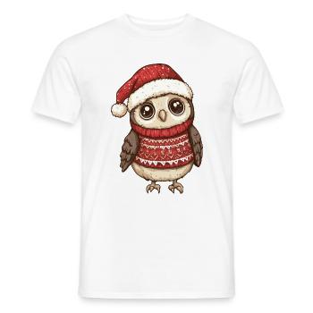 Hibou Noël - T-shirt homme - blanc - Devant - AI Model Male 178 dark (178cm)