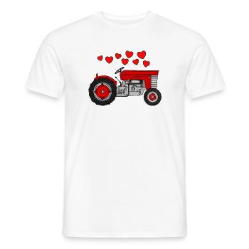 Valentines Tractor Farmer Wedding Anniversary - Men's T-Shirt - white - Front - AI Model Male 178 dark (178cm)