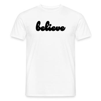 believe - Men's T-Shirt - white - Front - AI Model Male 178 dark (178cm)