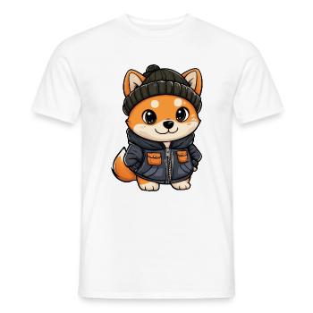 Shiba Inu Dog Winter - Men's T-Shirt - white - Front - AI Model Male 178 dark (178cm)