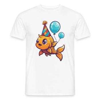 Poisson rouge anniversaire bébé - T-shirt homme - blanc - Devant - AI Model Male 178 dark (178cm)