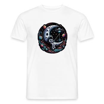 Astronaut sitzt auf der Mondsichel und angelt - Männer T-Shirt - Weiß - Vorne - AI Model Male 178 dark (178cm)