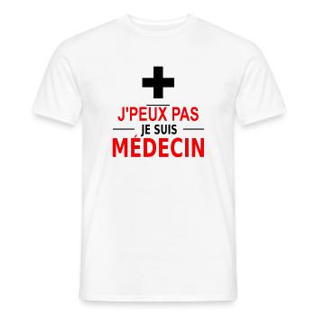 j'peux pas je suis médecin - Men's T-Shirt - white - Front - AI Model Male 178 dark (178cm)