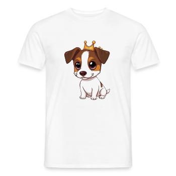 Jack Russell Terrier Chien avec Couronne - T-shirt homme - blanc - Devant - AI Model Male 178 dark (178cm)