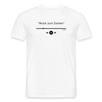 Mp3 Player Musik zum Zocken Gaming Gamer Spruch - Männer T-Shirt - Weiß - Vorne - AI Model Male 178 dark (178cm)