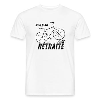 Mon plan de retraite t-shirt retraitée vélo - T-shirt homme - blanc - Devant - AI Model Male 178 dark (178cm)
