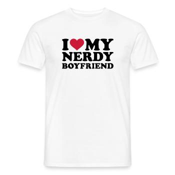I love my nerdy boyfriend - T-shirt homme - blanc - Devant - AI Model Male 178 dark (178cm)
