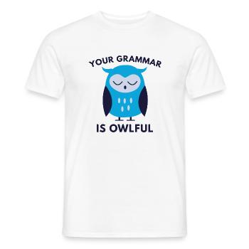 Ihre Grammatik ist eulenvoll - Männer T-Shirt - Weiß - Vorne - AI Model Male 178 dark (178cm)