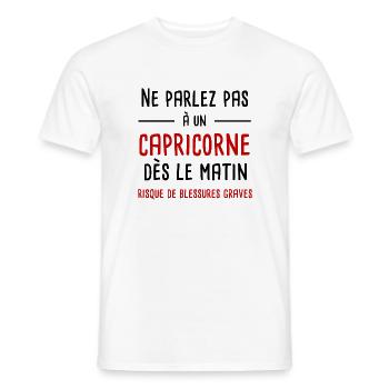 Ne parlez pas à un Capricorne dès le matin - T-shirt homme - blanc - Devant - AI Model Male 178 dark (178cm)