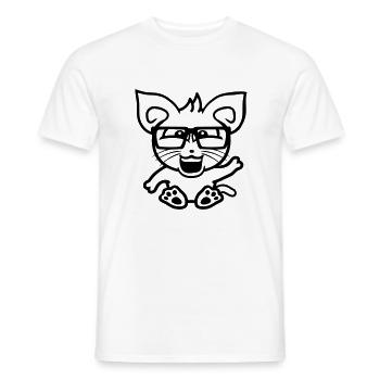 Nerd Katze Hornbrille Geek Winkt Schlaues Kätzchen - Männer T-Shirt - Weiß - Vorne - AI Model Male 178 dark (178cm)