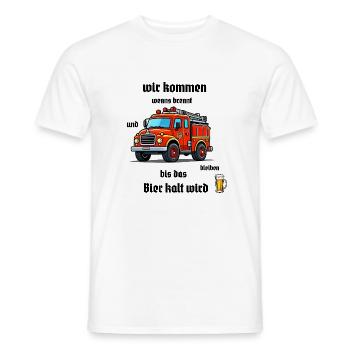 Lustiges Feuerwehr T-Shirt - Männer T-Shirt - Weiß - Vorne - AI Model Male 178 dark (178cm)