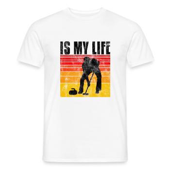 Curling is my life Curler Eisstockschießen Retro - Men's T-Shirt - white - Front - AI Model Male 178 dark (178cm)