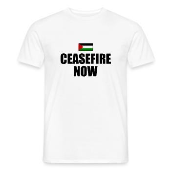 Ceasefire now free palestine - Men's T-Shirt - white - Front - AI Model Male 178 dark (178cm)
