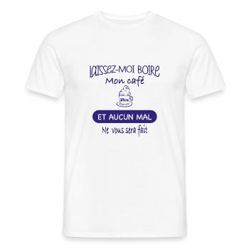 Café matin humour - T-shirt homme - blanc - Devant - AI Model Male 178 dark (178cm)