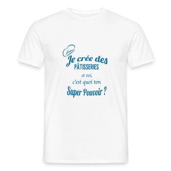 Je crée des pâtisseries super pouvoir - T-shirt homme - blanc - Devant - AI Model Male 178 dark (178cm)