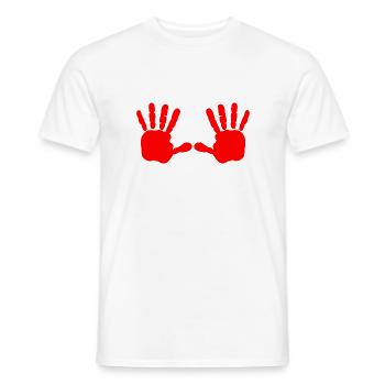 Iran - Main rouge - main de sang - BLOODY HAND - T-shirt homme - blanc - Devant - AI Model Male 178 dark (178cm)