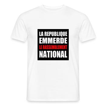 la republique emmerde le rassemblement national - T-shirt homme - blanc - Devant - AI Model Male 178 dark (178cm)