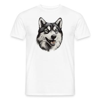 Husky Chien de traîneau Husky Head - T-shirt homme - blanc - Devant - AI Model Male 178 dark (178cm)