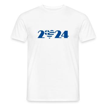 J’aime la Grèce 2024 - T-shirt homme - blanc - Devant - AI Model Male 178 dark (178cm)