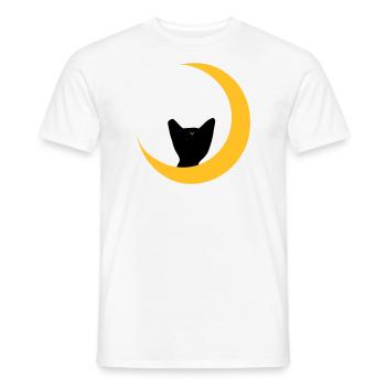 chat de lune - T-shirt homme - blanc - Devant - AI Model Male 178 dark (178cm)