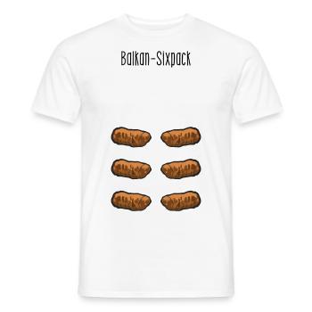 Balkan Sixpack - Cevapcici Sechsertragerl - Männer T-Shirt - Weiß - Vorne - AI Model Male 178 dark (178cm)