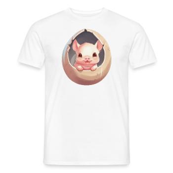 Mignon bébé cochon enfant assis dans un œuf - T-shirt homme - blanc - Devant - AI Model Male 178 dark (178cm)