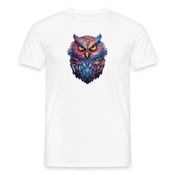 Leuchtendes Nocturne: Holographische Eulenpracht - Männer T-Shirt - Weiß - Vorne - AI Model Male 178 dark (178cm)