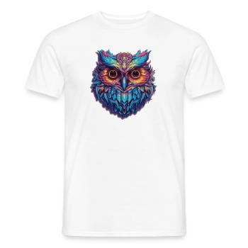 Leuchtendes Nocturne: Holographische Eulenpracht - Männer T-Shirt - Weiß - Vorne - AI Model Male 178 dark (178cm)