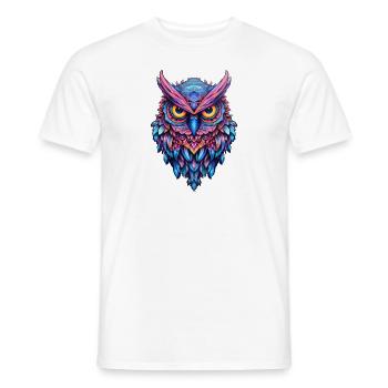 Leuchtendes Nocturne: Holographische Eulenpracht - Männer T-Shirt - Weiß - Vorne - AI Model Male 178 dark (178cm)