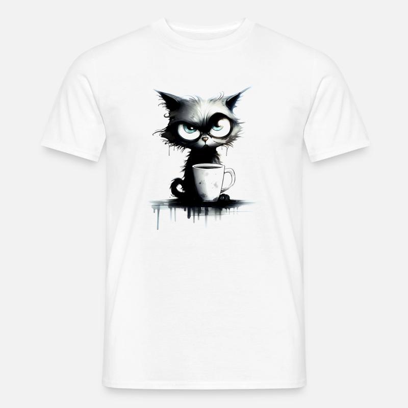 Grummelkatze - Männer T-Shirt - Weiß