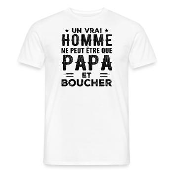 Ein richtiger Mann ist nur Papa und Metzger - Männer T-Shirt - Weiß - Vorne - AI Model Male 178 dark (178cm)