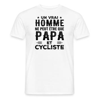 A Real Man Is Just a Dad and a Cyclist - Men's T-Shirt - white - Front - AI Model Male 178 dark (178cm)