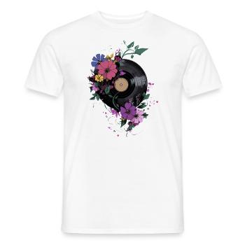 Flower Vinyl – Disque vinyle Music Meets Nature - T-shirt homme - blanc - Devant - AI Model Male 178 dark (178cm)
