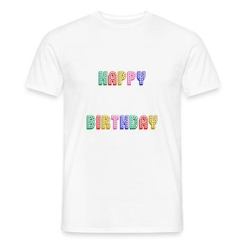 HAPPY BIRTHDAY. ANNIVERSARY. - Men's T-Shirt - white - Front - AI Model Male 178 dark (178cm)