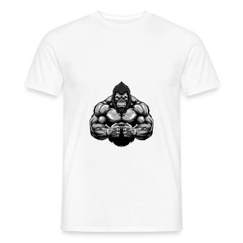 Gymnase d’entraînement Gorilla Muscles - T-shirt homme - blanc - Devant - AI Model Male 178 dark (178cm)