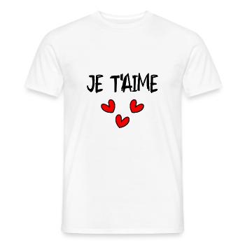 I LOVE YOU. LOVE. SAINT VALENTIN. EVJF. JE T'AIME. - T-shirt homme - blanc - Devant - AI Model Male 178 dark (178cm)
