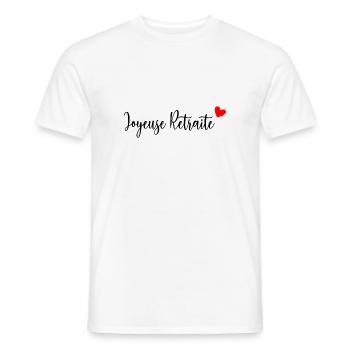 RETRAITE. BONNE RETRAITE. JOYEUSE RETRAITE. COEUR - T-shirt homme - blanc - Devant - AI Model Male 178 dark (178cm)
