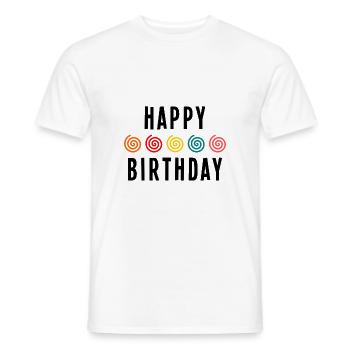HAPPY BIRTHDAY. JOYEUX ANNIVERSAIRE. ANNIVERSAIRE. - T-shirt homme - blanc - Devant - AI Model Male 178 dark (178cm)