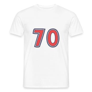 70. 70 YEARS. 70TH ANNIVERSARY. 70TH ANNIVERSARY. - Men's T-Shirt - white - Front - AI Model Male 178 dark (178cm)