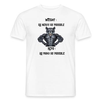 Fitness Motivation Strength Training Muscle Building - Men's T-Shirt - white - Front - AI Model Male 178 dark (178cm)