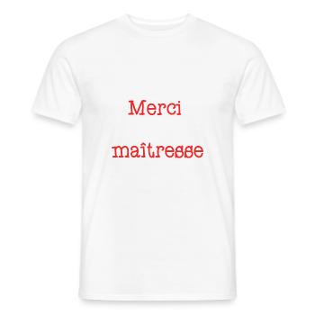 MERCI. MAÎTRESSE. MAÎTRE. MERCI MAÎTRESSE. MAITRE - T-shirt homme - blanc - Devant - AI Model Male 178 dark (178cm)