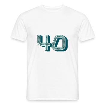 40. 40 YEARS. 40th ANNIVERSARY. 40 YEARS ANNIVERSARY. - Men's T-Shirt - white - Front - AI Model Male 178 dark (178cm)