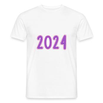2024. HAPPY NEW YEAR. NEW YEAR'S EVE. NEW YEAR - Men's T-Shirt - white - Front - AI Model Male 178 dark (178cm)