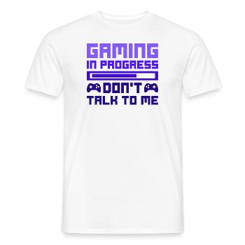 Gaming In Progress Men Women Funny Gamer Quote - Men's T-Shirt - white - Front - AI Model Male 178 dark (178cm)