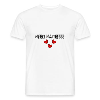 MISTRESS. THANK YOU. THANK YOU MISTRESS. GIFT - Men's T-Shirt - white - Front - AI Model Male 178 dark (178cm)